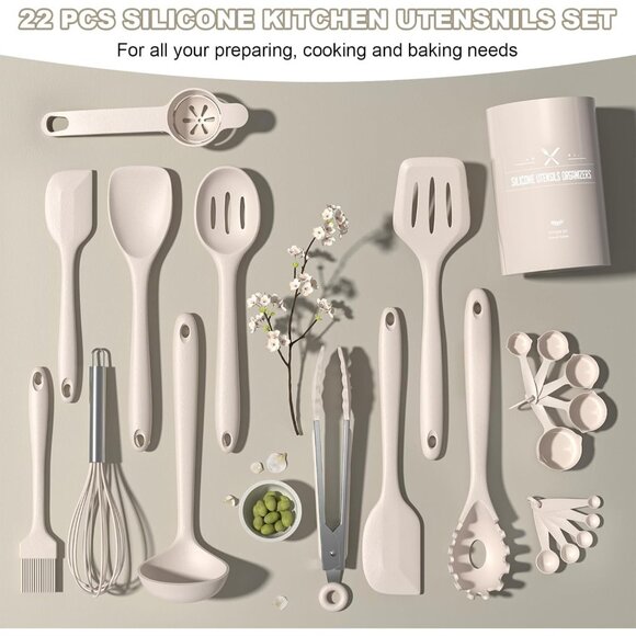 22Pcs Heat Resistant Utensils Spatula Spoon Whisk Dishwasher Safe Kitchen - Picture 12 of 13